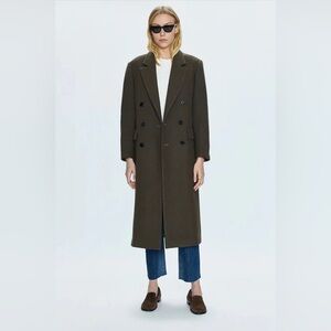 NEW PISTOLA OLIVE WOOL BLEND PRESCOTT LONG TRENCH PEACOAT RTL $298 SZ MED